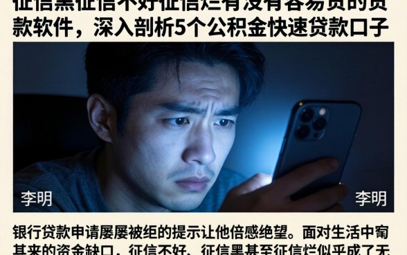 征信黑征信不好征信烂有没有容易贷的贷款软件，深入剖析5个公积金快速贷款口子