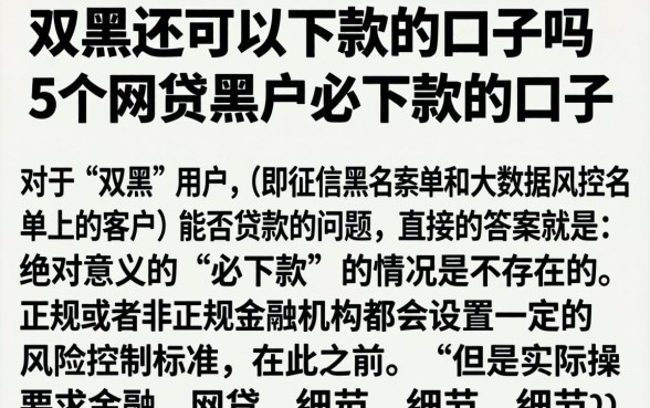 双黑还可以下款的口子吗，概括5个网贷黑户必下款的口子
