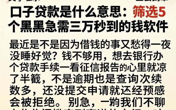 口子贷款是什么意思，筛选5个黑户急需三万秒到的的软件
