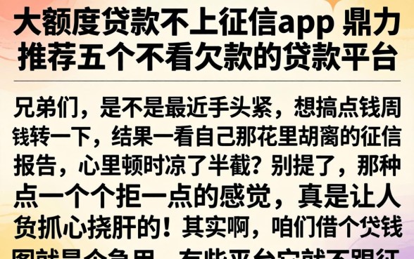 大额度贷款不上征信app,鼎力推荐五个不看欠款的贷款平台