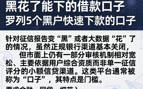 黑花了能下的借款口子，罗列5个黑户快速下款的口子