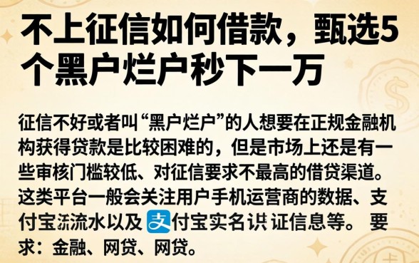 不上征信如何借款，甄选5个黑户烂户秒下一万