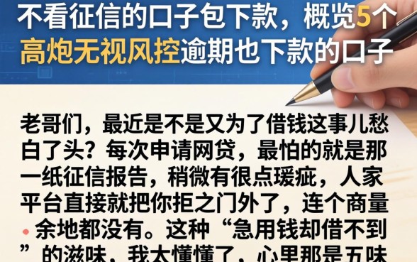 不看征信的口子包下款，概览5个高炮无视风控逾期也下款的口子