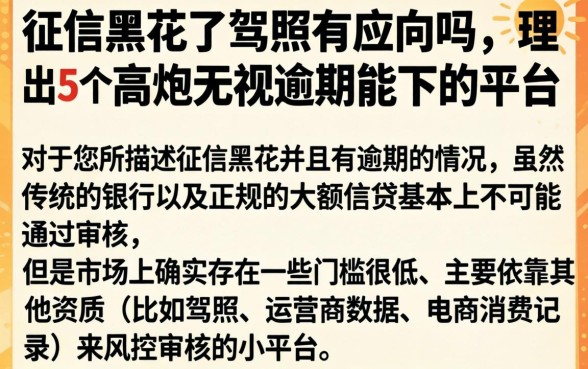 征信黑花了驾照有应向吗，理出5个高炮无视逾期能下的平台