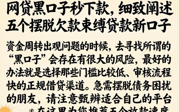 网贷黑口子秒下款，细致阐述五个摆脱欠款束缚贷款新口子