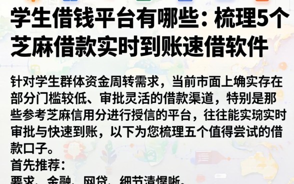 学生借钱平台有哪些，梳理5个芝麻借款实时到账速借软件