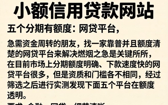 小额信用贷款网站，详细阐述五个分期有额度的网贷平台