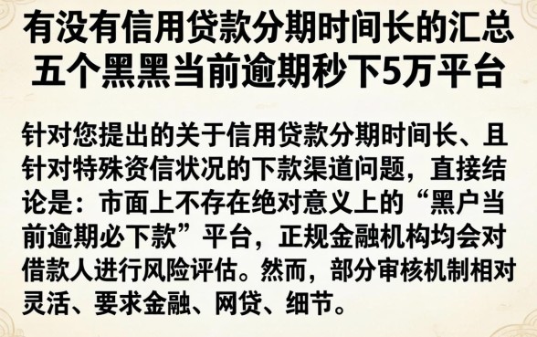 有没有信用贷款分期时间长的，汇总五个黑户当前逾期秒下5万平台