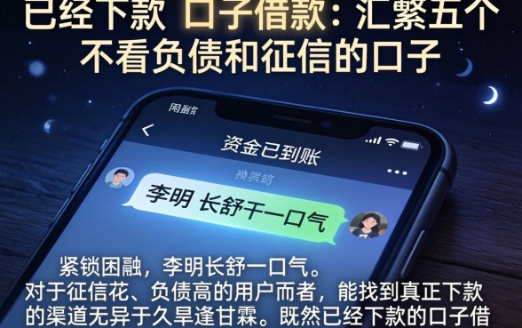 已经下款的口子借款，汇整五个不看负债和征信的口子