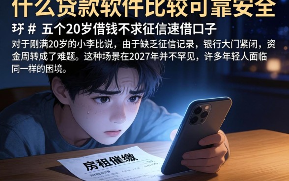 什么贷款软件比较可靠安全，详细阐述五个20岁借钱不求征信速借口子