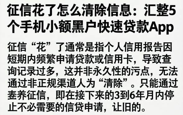 征信花了怎么清除信息，汇整5个手机小额黑户快速贷款app