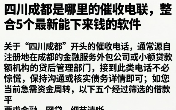 四川成都是哪里的催收电联,整合5个最新能下来钱的软件
