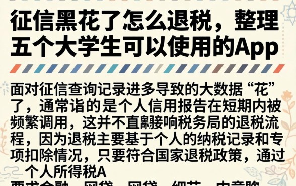 征信黑花了怎么退税，整理五个大学生可以使用的app