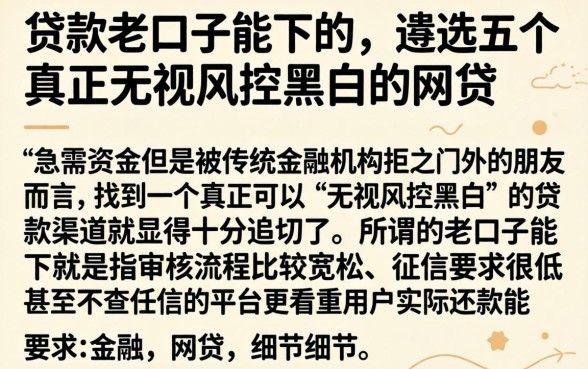 贷款老口子能下的，遴选五个真正无视风控黑白的网贷