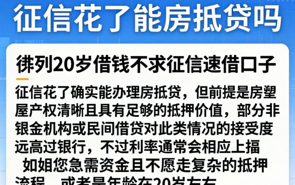 征信花了能房抵贷吗，胪列五个20岁借钱不求征信速借口子