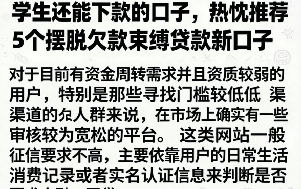 学生还能下款的口子，热忱推荐5个摆脱欠款束缚贷款新口子