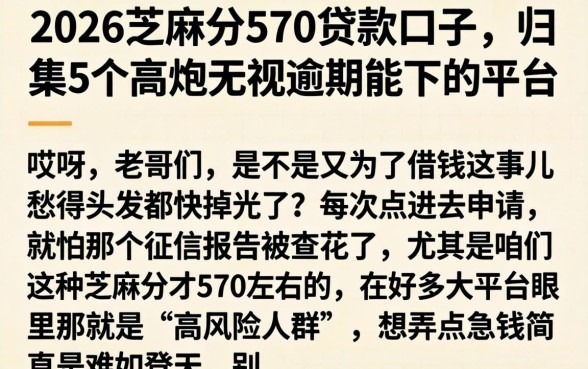 2026芝麻分570贷款口子，归集5个高炮无视逾期能下的平台
