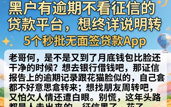黑户有逾期不看征信的贷款平台,详尽说明5个秒批无面签贷款app