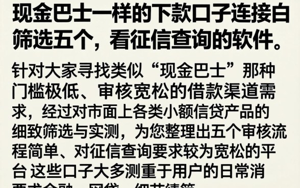 现金巴士一样的下款口子连接，筛选五个不看征信查询的软件