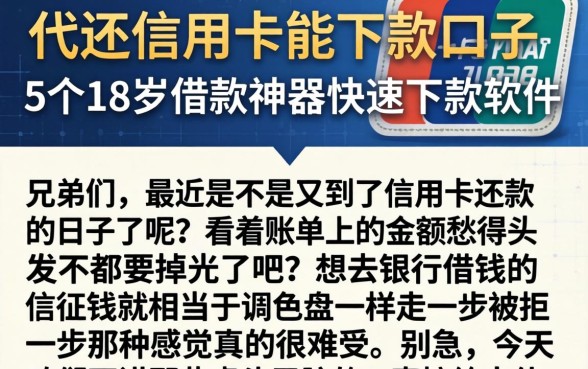 代还信用卡能下款的口子，详尽说明5个18岁借款神器快速下款软件