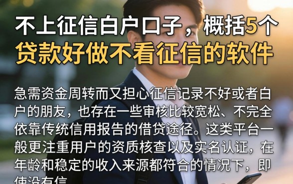 不上征信白户口子，概括5个贷款好做不看征信的软件