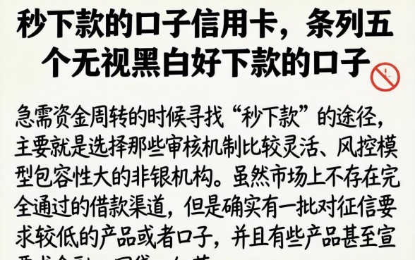 秒下款的口子信用卡，条列五个无视黑白好下款的口子