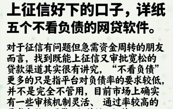 上征信好下的口子，详尽说明五个不看负债的网贷软件