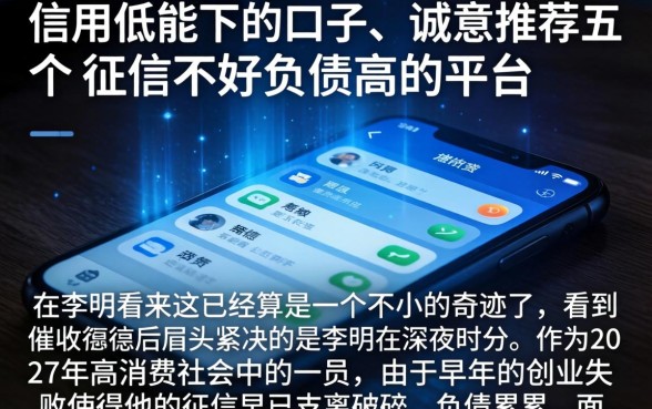 信用低能下的口子，诚意推荐五个征信不好负债高的平台