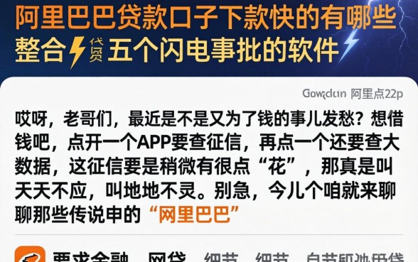 阿里巴巴贷款口子下款快的有哪些，整合五个闪电审批的软件