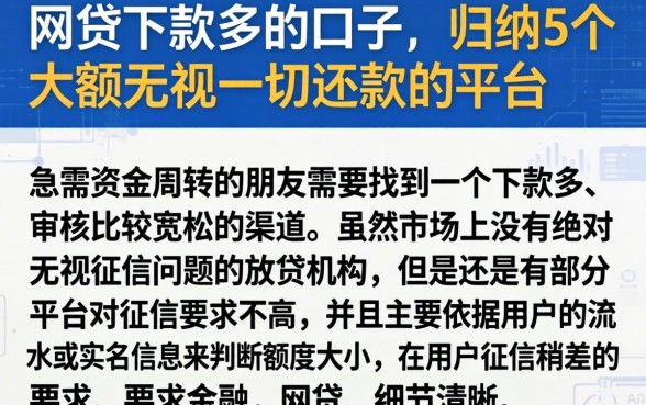 网贷下款多的口子，归纳5个大额无视一切还款的平台