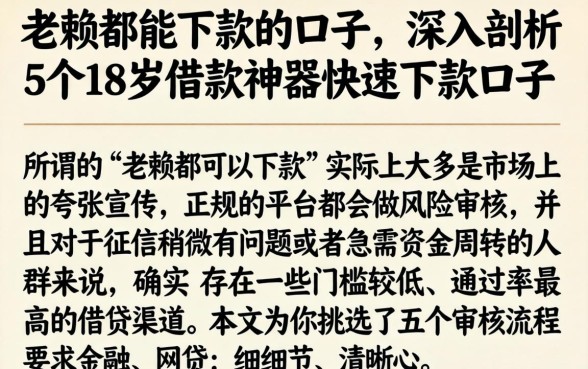 老赖都能下款的口子，深入剖析5个18岁借款神器快速下款口子