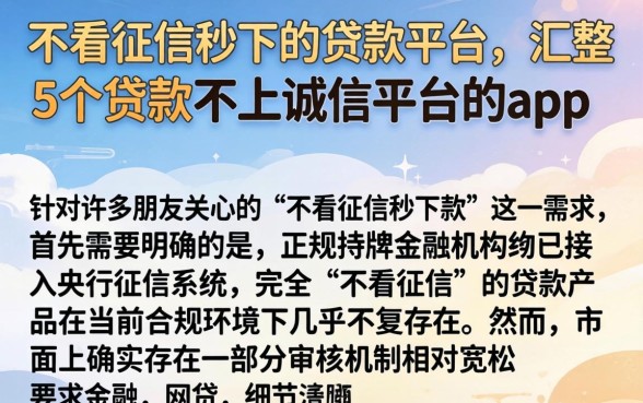 不看征信秒下的贷款平台，汇整5个贷款不上诚信平台的app