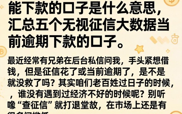 能下款的口子是什么意思，汇总五个无视征信大数据当前逾期下款的口子