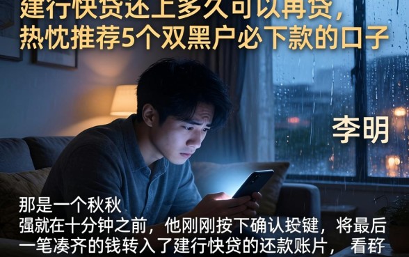 建行快贷还上多久可以再贷，热忱推荐5个双黑户必下款的口子