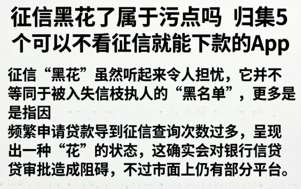 征信黑花了属于污点吗，归集5个可以不看征信就能下款的app