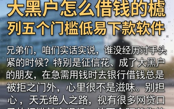 大黑户怎么借钱的，胪列五个门槛低易下款软件