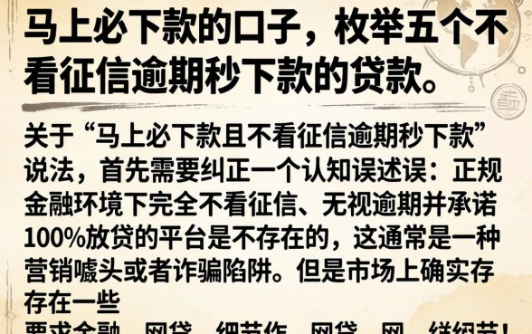 马上必下款的口子,枚举五个不看征信逾期秒下款的贷款