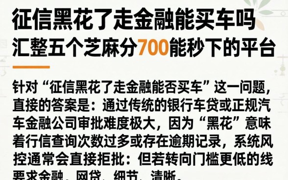 征信黑花了走金融能买车吗，汇整五个芝麻分700能秒下的平台