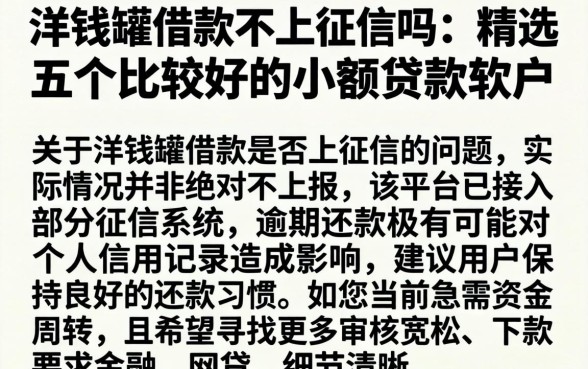 洋钱罐借款不上征信吗，精选五个比较好的小额贷款软件