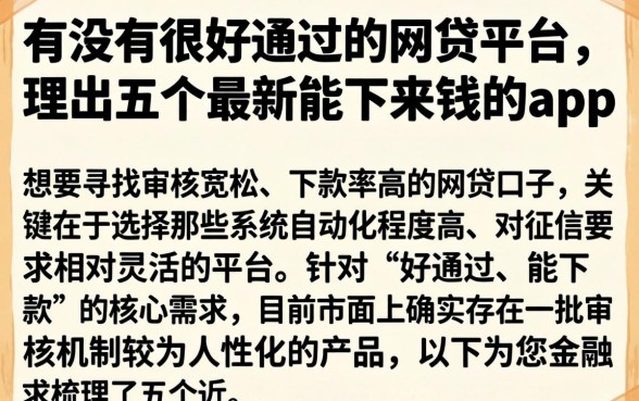 有没有很好通过的网贷平台，理出五个最新能下来钱的app