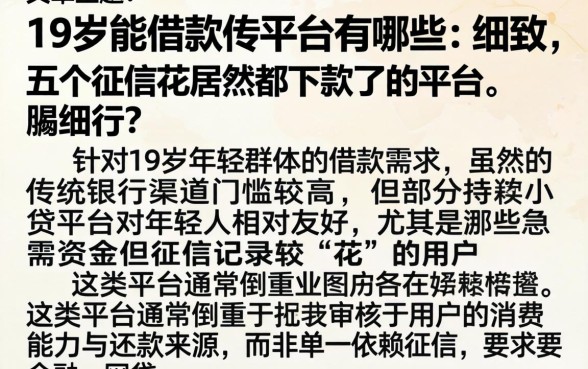 19岁能借款的平台有哪些，细致阐述五个征信花居然都下款了的平台