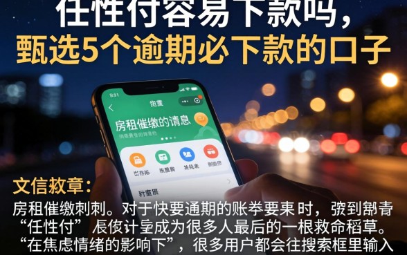 任性付容易下款吗,甄选5个逾期必下款的口子