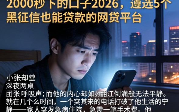 2000秒下的口子2026，遴选5个黑征信也能贷款的网贷平台