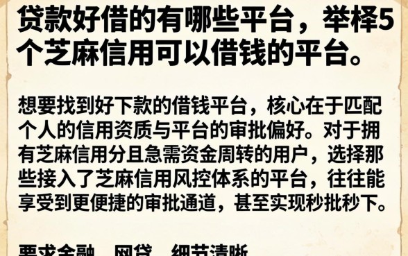 贷款好借的有哪些平台，枚举5个芝麻信用可以借钱的平台