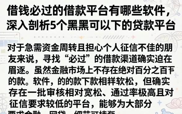 借钱必过的借款平台有哪些软件,深入剖析5个黑户可以下的贷款平台