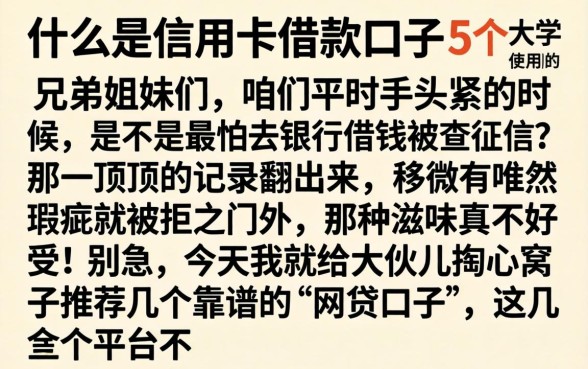 什么是信用卡借款口子，枚举5个大学生可以使用的app