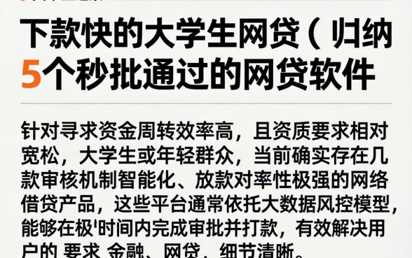 下款快的大学生网贷，归纳5个秒批通过的网贷软件