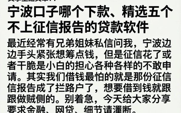 宁波口子哪个下款，精选五个不上征信报告的贷款软件