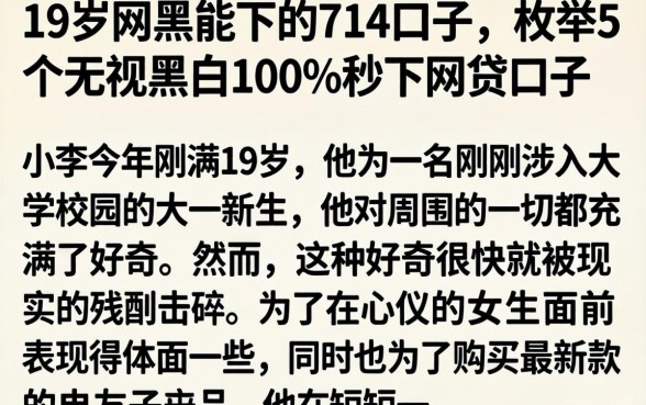 19岁网黑能下的714口子，枚举5个无视黑白100%秒下网贷口子