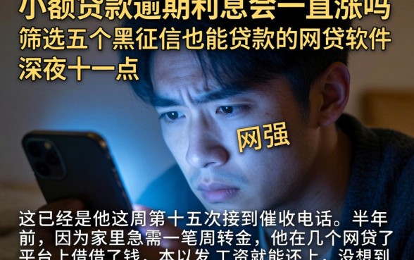 小额贷款逾期利息会一直涨吗，筛选五个黑征信也能贷款的网贷软件